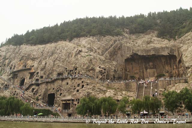 Just a small section of the Longmen Grottoes.