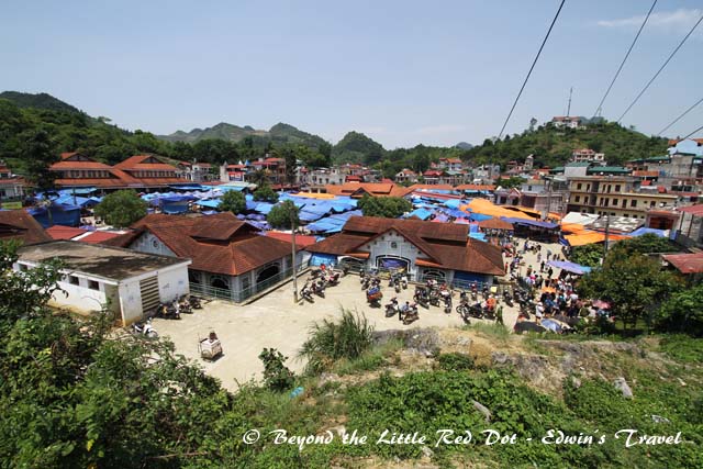 Bac Ha market as seen from the top of the hill where the cattle market is. It only opens on Sunday mornings.