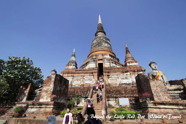Visitors can climb to the top  of the temple.
