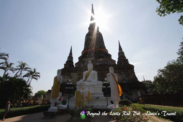 The rays from the morning sun seem to be  lighting up the Buddha.