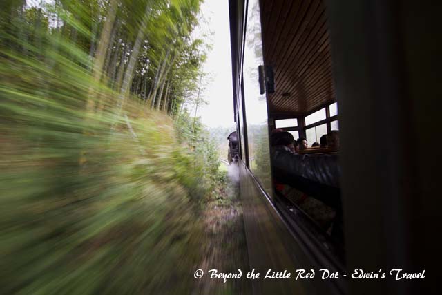 The train travels at a slow speed of around 30-40km/h.