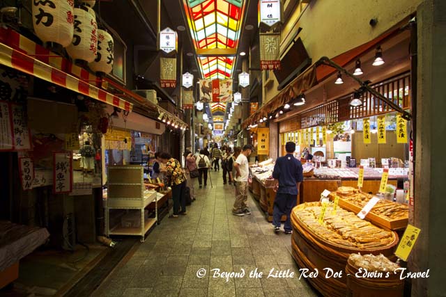 One of the narrow streets in Nishiki Market.
