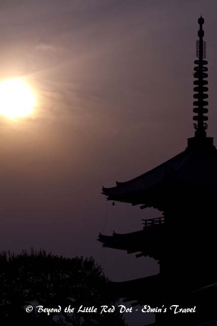 The sun setting over Kyoto.