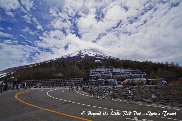 The topmost and last station for vehicle access. This station is not always open depending on weather conditions. The cyclists are really fit. They cycled all the way from the bottom to the top of the mountain.