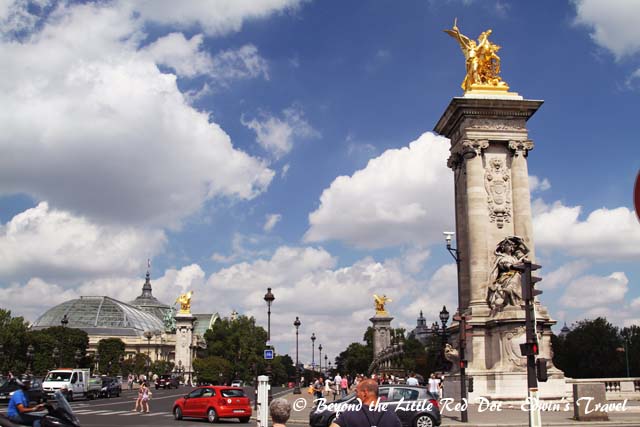 Crossing Pont Alexandre III to get to the Eiffel Tower.