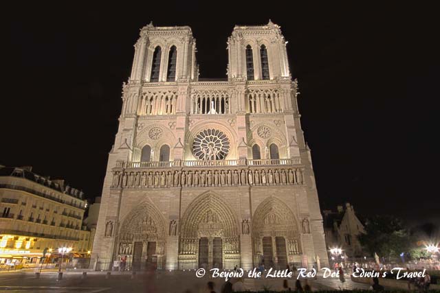 Notre Dame at night.