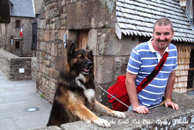 A friendly local with his dog.