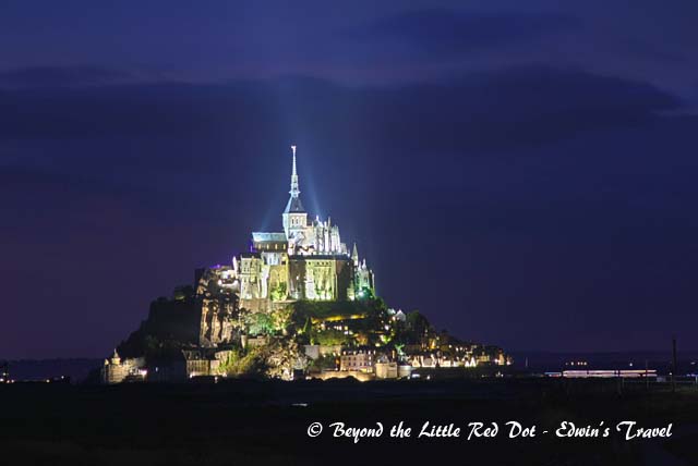And finally, a night view of Mont St. Michel taken from the dam that is built near our hotel.