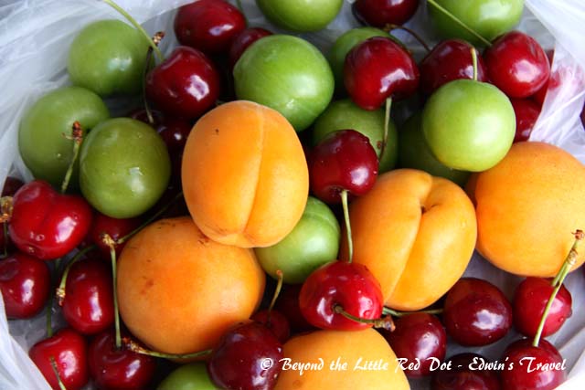 We bought some local fruits from the nearby supermarket. They were really delicious and juicy.
