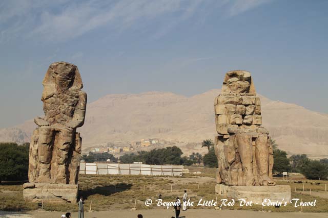 After visiting the  Valley of the Kings, we have a short stop to see the Colossi of Memnon. These are 2 massive statues of Pharaoh Amenhotep III, and have been sitting there for more than 3,400 years.