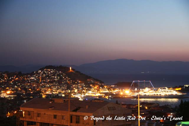 Sunset in Kusadasi. A cruise ship had also docked in the evening. 