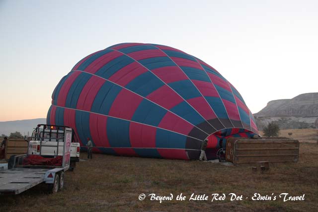 Preparing the balloon for flight. 
