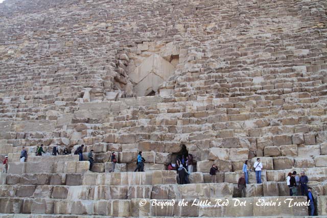Visitors can climb up the Great Pyramid to see the burial chamber. 