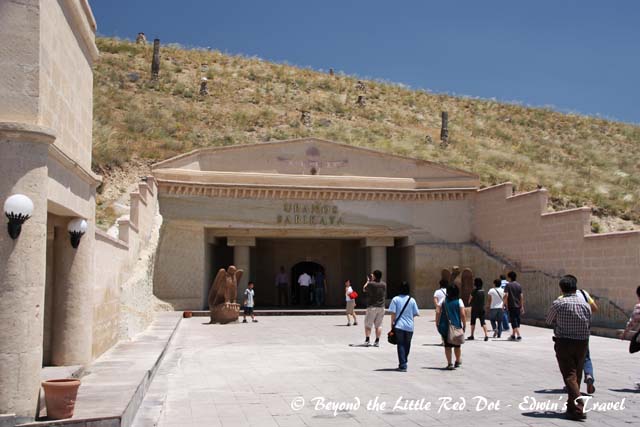 Lunch was in a cave restaurant. 