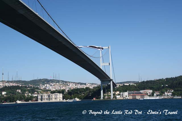 Passing under the bridge.