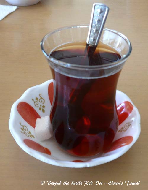 One of the past times of the Turks is to drink tea. Turkish tea is drunk from small cups and you can find them anywhere.