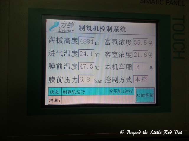 A control panel near the toilet tells you some important information like how high the train is.