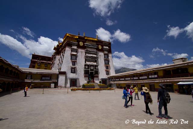 The small square at the top. The building in front is the monastery and no photos are allowed inside.