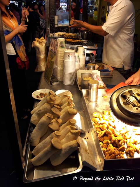 Fried mushrooms which are cut into small pieces and packaged like potato chips. I bought these and they tasted good actually.
