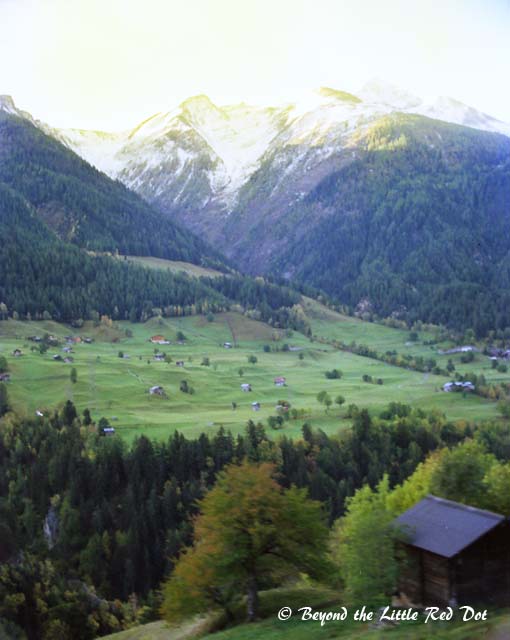 The beautiful alpine scenery as the train passed through the valley to Zermatt.