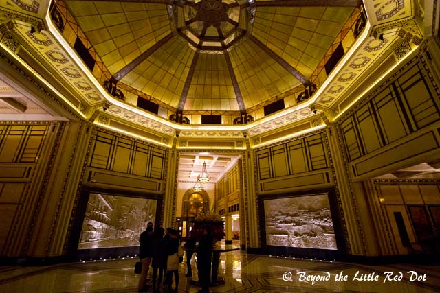 The lobby of the Peace Hotel. Opulence rules here.