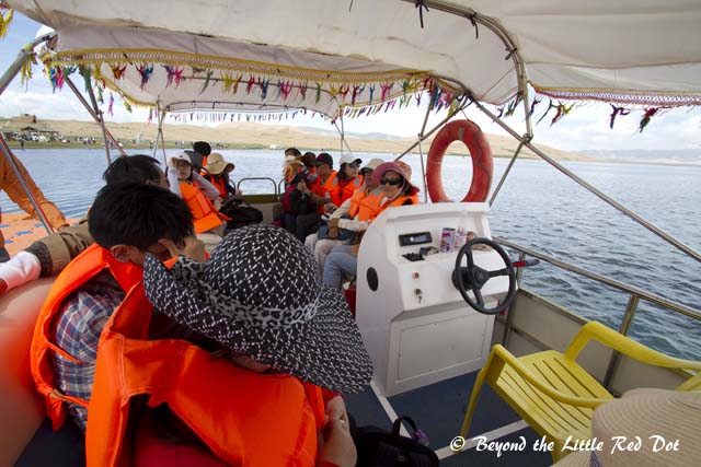 All aboard! And waiting for our chain smoking captain to arrive.