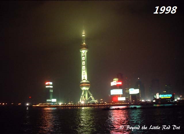 This is how Pudong looked from The Bund in 1998. Just the Oriental Pearl Tower and some commercial blocks. Puxi was still the place to be partying at.