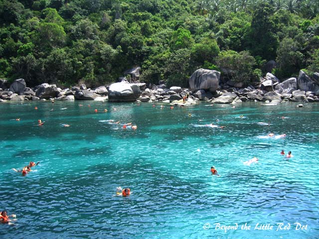 Snorkeling at Mango Bay.