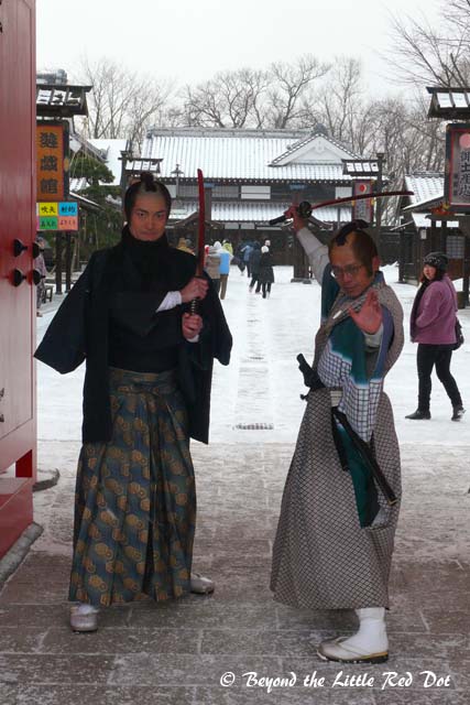 Greeted by 2 not so fierce looking samurais at the front gate. And, do samurai wear glases?