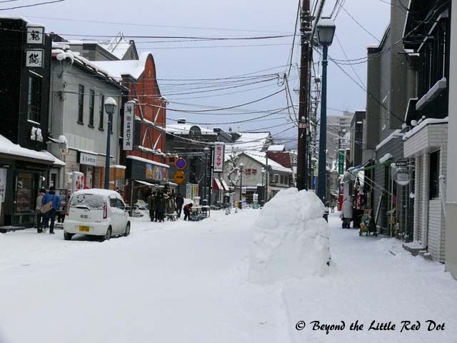 The snow covered streets of Otaru. We had a walking tour of the town.