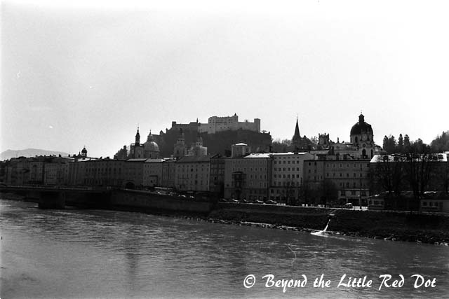 Salzburg is divided into 2 by the Salzach River.