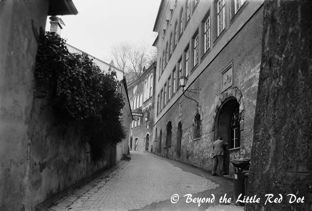 A lonely figure in the street.