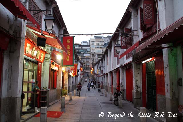 A really nice and quiet street with a colourful mix of shop houses. Restaurants and food shops abound here.