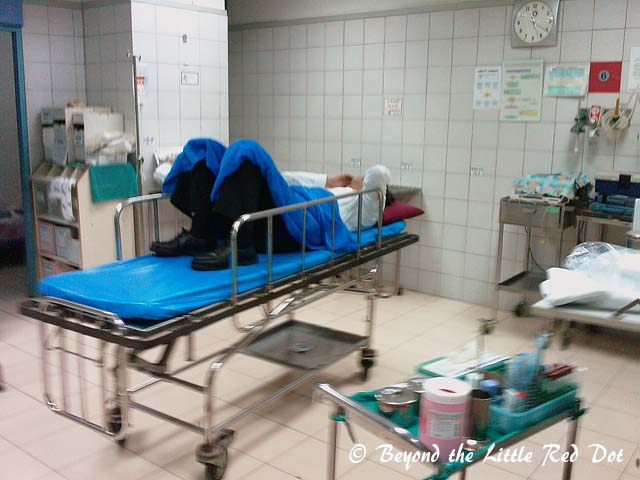 Our Mr Lee in the A&E. He was delirious and kept moaning in Cantonese that he was going to die. 