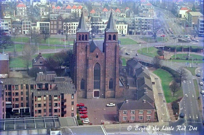 After climbing to the top of the tower you can see most of Arnhem. Here is the city church.