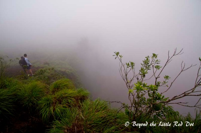 The edge of the crater. Mist was hiding the bottom of the crater from view.