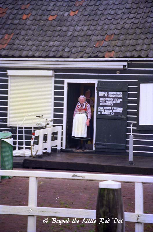 Grandma in traditional Dutch dress.