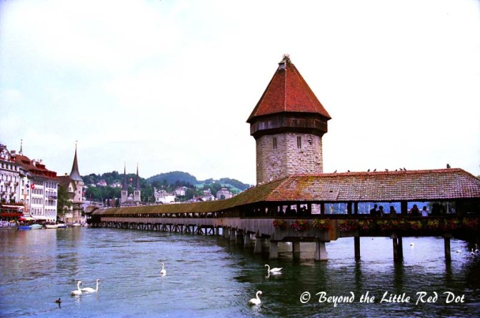 Synonymous with Lucerne is the Chapel Bridge, built in 1333. A fire destroyed most of the wooden bridge in 1993 and it was rebuilt a few months later.