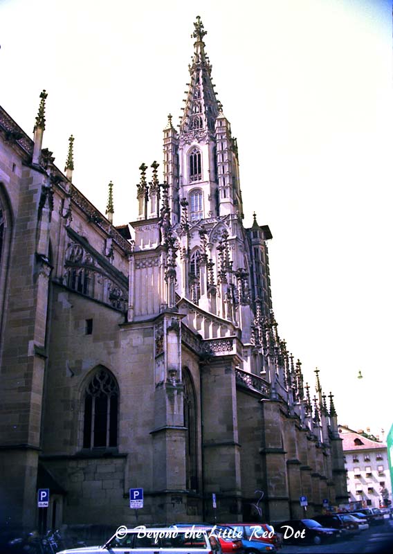 The Bern Münster, a cathedral built in the Gothic style. This is the main church in Bern.