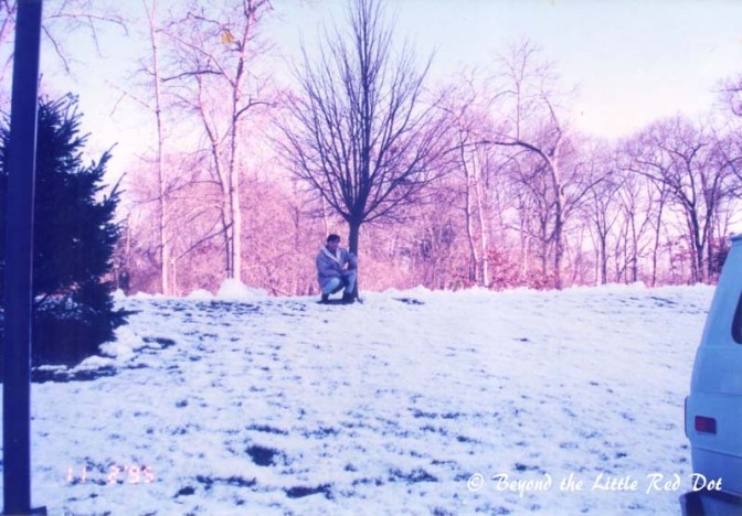 The hotel's carpark was all covered in snow after the snowfall overnight.