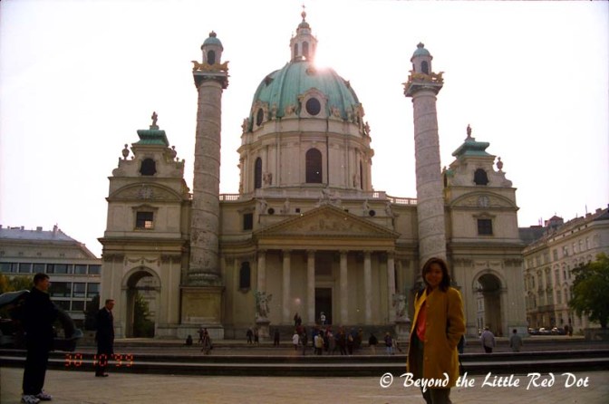 Karlskirche (St Charles Church), built in the baroque style. The architecture of this church is rather unique.