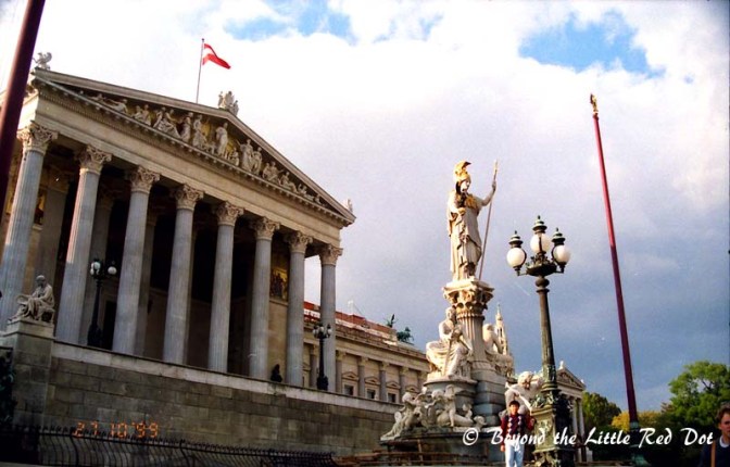 The imposing looking Austrian Parliament Building.
