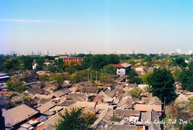 A bird's eye view of the hutong district.