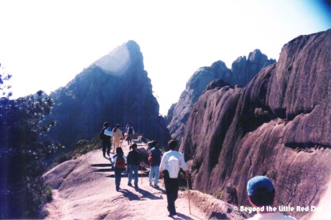 One of the many narrow ridgelines that we crossed with vertical drops of 100m or more on each side.