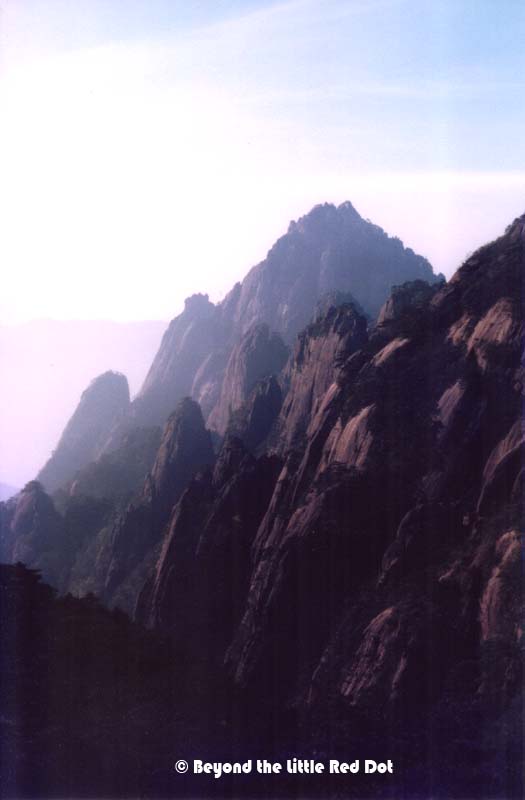 As the sun rose higher, the fog started to evaporate giving us a nice view of the mountains.