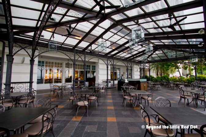 Outdoor bar, but we were having dinner at Sarkies Restaurant.