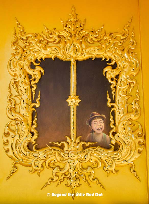 You will find murals drawn by the artist.