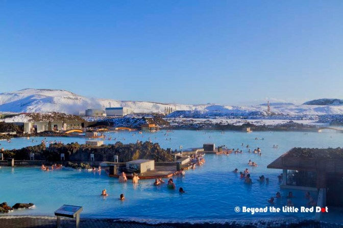 The Blue Lagoon is not natural. It is actually formed from waste water that discharges from the geothermal power plant that is in the background.
