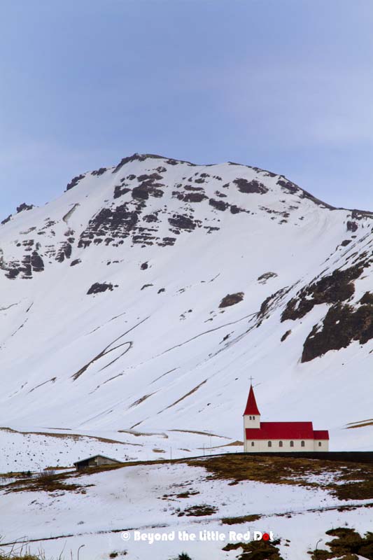 The church of Vik. Located on top of a small hill near the village.