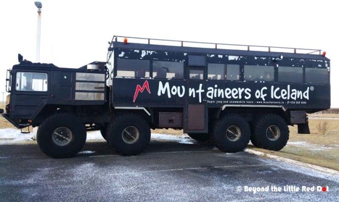 Seen during our rest stop. This is an all terrain tour bus. It looks more like it should belong on a Mars mission.
